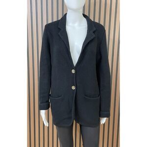 Sundance‎ Women's M Black Sweater Cotton Blend Cardigan Sweater Jacket Notch
